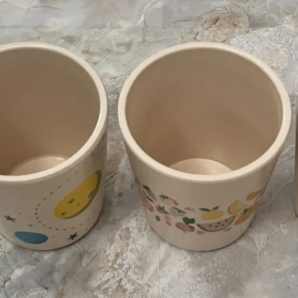 Pillowfort Kids Melamine Cups Set of 4 BPA Free Space and Fruit Pattern